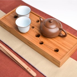 JIKUGO Seven Stars Bamboo Tea Tray - Tea Tray Gongfu,Chinese Tea Set,Bamboo Japanese/Chinese Gongfu Tea Table Serving,Water Storage Bamboo Tea Table