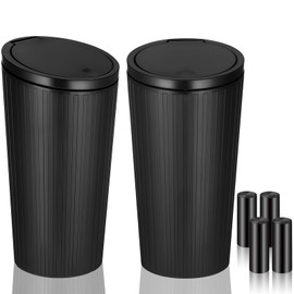 TOFFCAEA Pack of 2 Car Bin with 80 Pieces Car Rubbish Bags, Multifunctional Small Car Rubbish Liner, Car Bin with Pop-Top Lid, Waterproof & Odour-Inhibiting, Suitable for Car Home Office