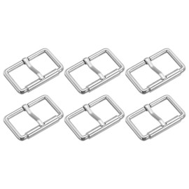 sourcing map 6Pcs Metal Roller Buckles, 25mm (1-inch) Glides Slider Movable Bar Strap Adjuster Rectangle Keeper for Bags Leather Crafts (Silver Tone)