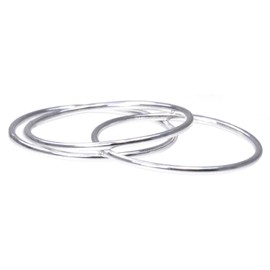 3 Sterling Silver Stacking Rings 1mm Round, Metal,Silver