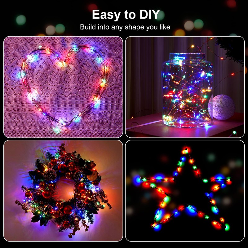 Ariceleo Upgraded LED Fairy Lights, 4 Pack 16ft Multi Color