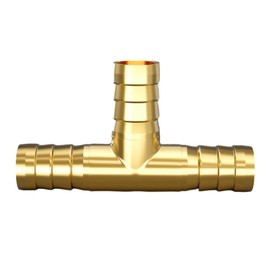 Atisite 14 mm 3-Way Brass Hose Connector, T Piece Brass Hose Nozzle, T Shaped Brass Fittings for Air, Gas, Water, Fuel (Pack of 1)