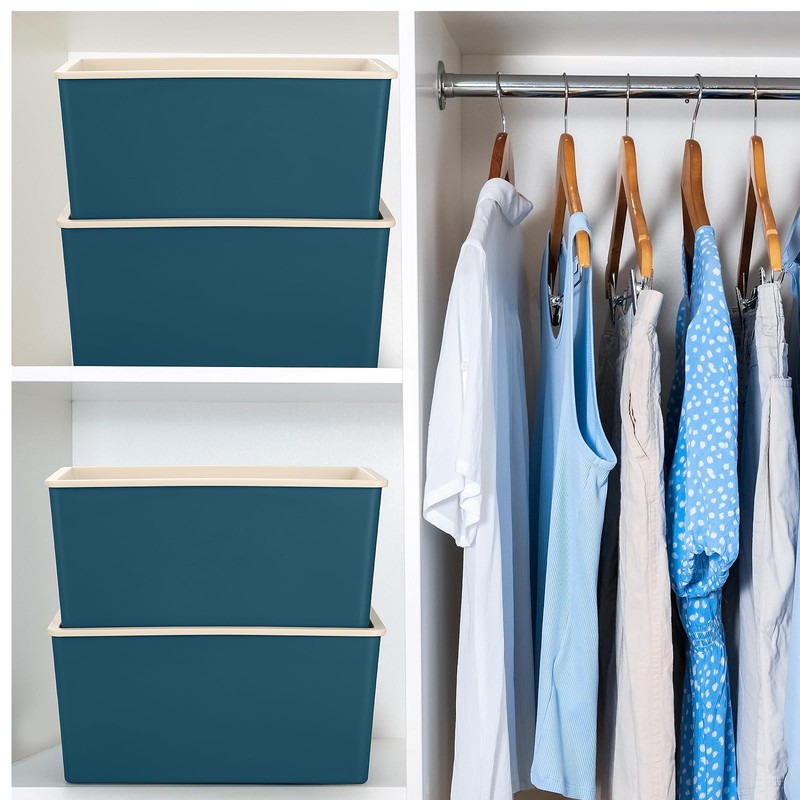 Menkxi 4 Pcs Storage Bins with Lids Plastic Storage Containers