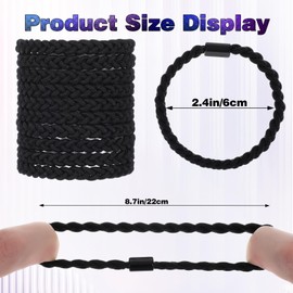 10 Pcs Men's Hair Ties, Hair Ties for Guys & Women, Braided Elastic Coils for Thick & Curly Hairs, man Bun Hairs Tie, Black (Long Lasting & Reusable)