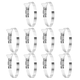 PATIKIL 3-1/2" Stainless Steel Hose Clamp, 10 Pcs 78-101mm (3.1-4Inch) Adjustable Thumb Screw Key Type Clamps Worm Gear Hose Clamp for Dryer Vent Dust Collector Automotive, Silver Tone