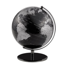 TROIKA Original 25 cm Diameter Globe - Planet - Black Metal Base - Movable Axle - Black, Silver