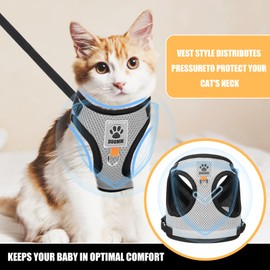 Cat Harness with Lead, Cat Harness, Escape Proof, Cat Chest Harness with Reflective Strips, Cat Harness, Escape Proof, Adjustable for Cats, Kittens, Puppies