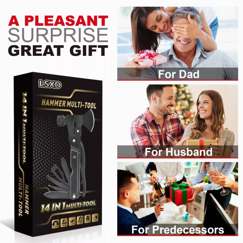 Burkey Multiherramienta Portatil Martillo Y Hacha 14 En 1 Con