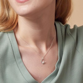 Boma Jewelry Sterling Silver Cat in the Crescent Moon Pendant Necklace, 18 Inches