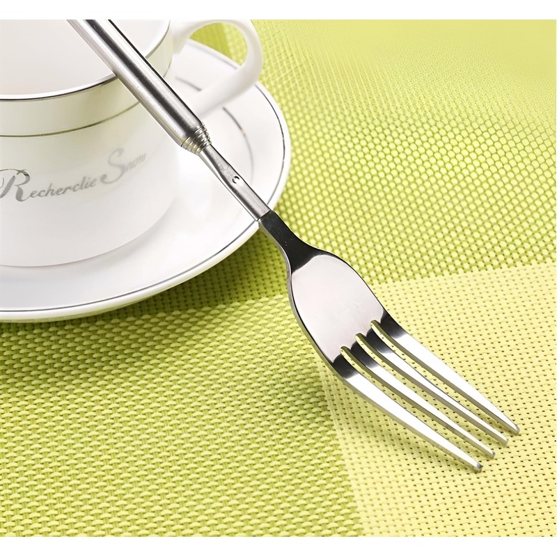 Lamdo Extendable Fork, 8.7-25.4in Stainless Steel Dinner Fruit Dessert Retractable