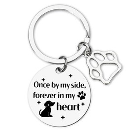 Pet Dog Memorial Gift Keychain Loss of Dog Sympathy Bereavement Gifts for Loss of Dog Loss of Pet Gifts for Child Once By My Side forever In My Heart Keychain for Dog Lovers Gifts for Women Men