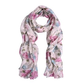 TrendsBlue Elegant Roses Print Floral Scarf, Lilac