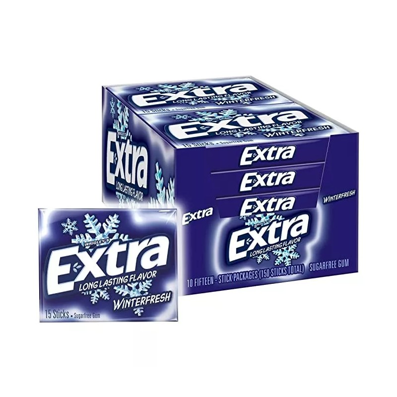 EXTRA Gum Sugarfree Chewing Gum, 15 Pieces (Pack of 10)