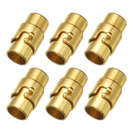 sourcing map 6 Pcs Magnetic Clasps, 0.28" Leather Cord End Caps Magnetic Bracelet Clasps and Closures for Jewelry Making DIY Bracelet Closures, Gold