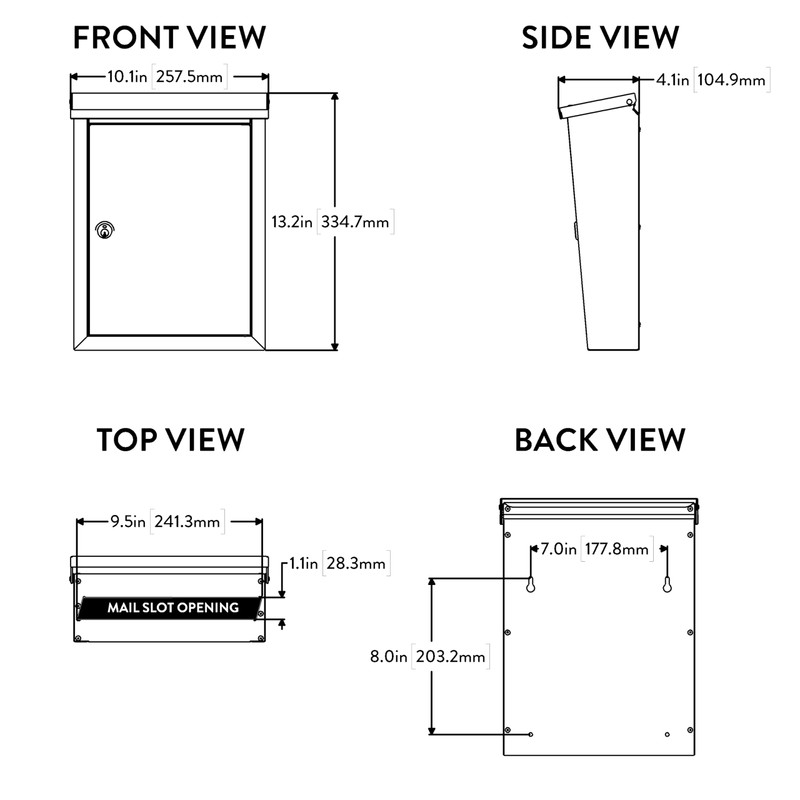 ARCHITECTURAL MAILBOXES 2580B-10 Chelsea Black Locking Wall Mount Mailbox, Medium,