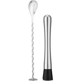 Stainless Steel Cocktail Muddler & Mixing Spoon Set — 10 Inch Bar Tool Kit for Home Bartenders, Ideal for Mojitos, Margaritas, Mint & Fruit Cocktails, Silver
