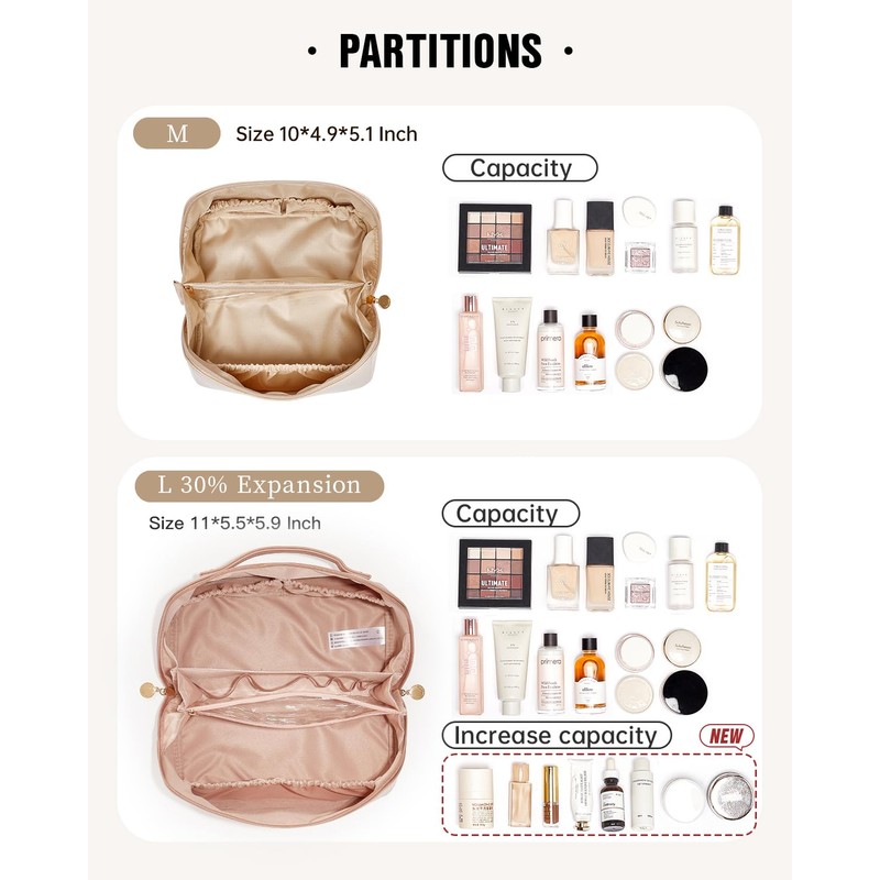 EACHY Travel Makeup Bag, Large Capacity Cosmetic Bags for Women,