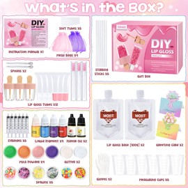 Lip Gloss Making Kit, TSVATE Make Your Own Lip Gloss Kit, 67PCS DIY Lip Gloss Making Supplies, Moisturizing Glitter Lip Kit Lipgloss Making Kits, Lipgloss Sets for Girls Tween Girls Trendy Stuff Women