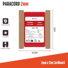 Brotree 2mm Paracord 3 Strands 15M 100% Nylon Rope Parachute Cord for Outdoor, Craft, DIY - 90kg Breaking Load (Reflective Red)