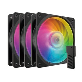 Cooler Master Mobius 120P ARGB 3-Pack Fan Kit 120mm ARGB Fan + AI Mini LED Controller PC Case Fan Set Black MFZ-M2DN-243P2-R1 FN2326