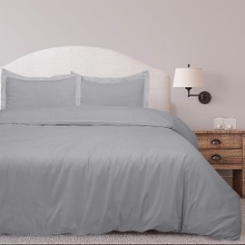 ROYALE LINENS Silver Duvet Cover King Size - 3 Piece Bedding Comforter Covers - Zipper Closure - 1 King Duvet Cover 104x90 inches and 2 Pillow Shams - No Comforter Included