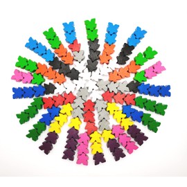 Generisch People Toy Figures, 120 Pieces & 12 Colours, Board Game Figures, Wooden Board Game Figures, Wooden Board Game Set, Game Figures Set