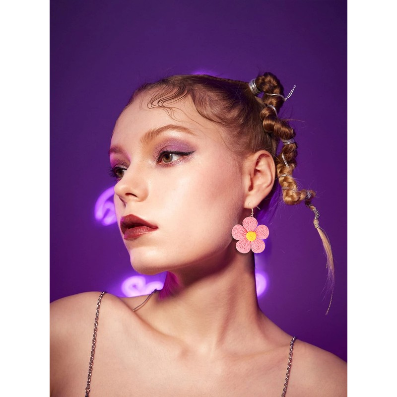 Flower Earrings for Women 3D Sunflower Dangle Earrings Dainty Stud