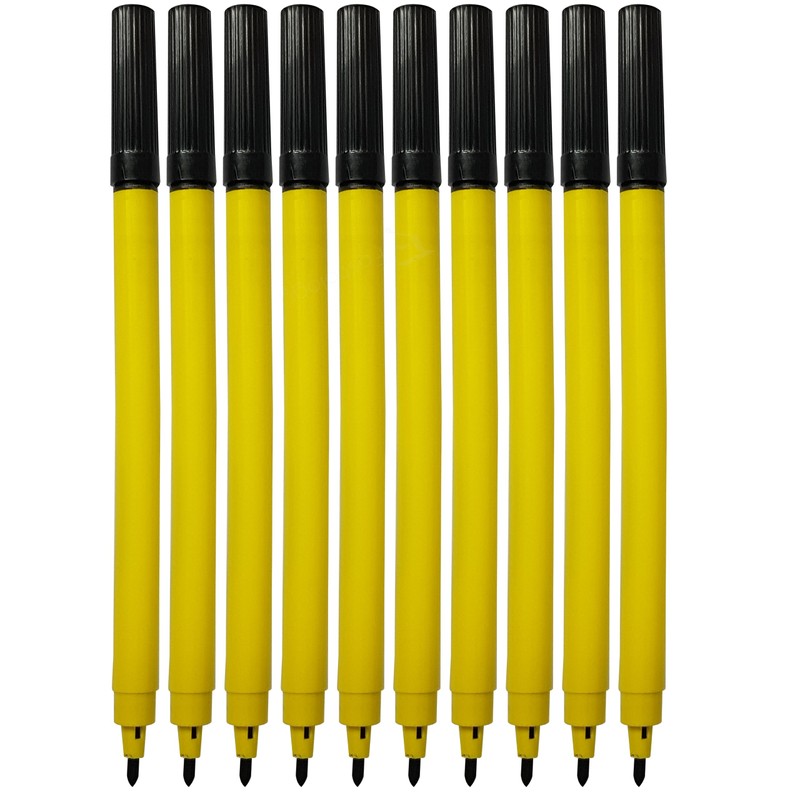 Felt Tip Pens, BLACK, VAI-STIX Colouring Drawing Pens, Pack of
