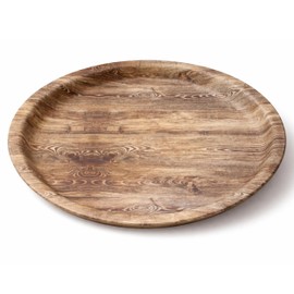 PARENCE. Vassoio Rotondo Design Effetto Legno 24 x 2 cm – Vassoio Decorativo in Plastica Rigida – Elegante, Stabile e Robusto – Servizio & Presentazione