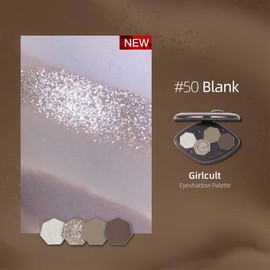 GIRLCULT 4-Color Eyeshadow Palette - Highly Pigmented Matte & Glitter Long-Lasting Eyeshadow Quad, Blendable Radiant Finish with Built-in Mirror for Precision Application #50
