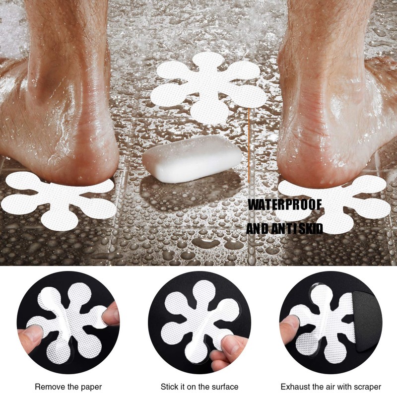 Secopad Bathtub Stickers Non-Slip, 12 PCS White Safety Shower Treads