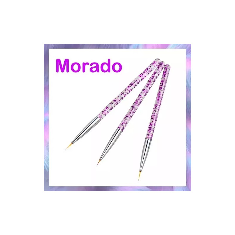 Veraly Pinceles Profesional Para Mano Alzada Decoración Uñas 3pz