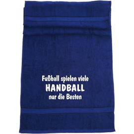 ShirtShop-Saar Football Play Many, Handball Only the Best; Bath Towel Sport, Dark Blue