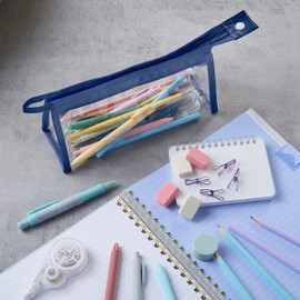 Soul Projekt Navy Blue Clear Pencil Case, Makeup Travel Bag, Portable PVC Pouch Organizer for Students, Exam, Office, Art, School Supplies Stocking Filler Kids, Gifts for Boys, Cosmetic Toiletry Bag