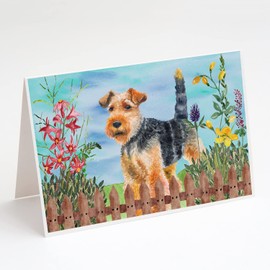 Caroline's Treasures Welsh Terrier Spring Greeting Cards and Envelopes Pack of 8