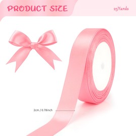 Polyester Ribbon Pink, Gift Ribbon Pink, Satin Ribbon, Satin Ribbons, 22 Metres Decoration Gift Ribbon Wide Ribbon Fabric Ribbon Ribbons Wedding Decoration Wedding Silk Ribbons