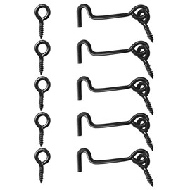 Sdstone Cabin Swivel Hook and Eye Latch for Gate, Door, Window - Carbon Steel, 2 inch, 5 Pack with Mounting Screws