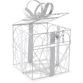 Simplicity White Metal Wedding Card Box, 8.5'' L x 9'' W x 11.2'' H