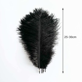 Piokio 20 pcs Black Ostrich Feathers Plumes 10-12 inches(25-30 cm) in Bulk for Wedding Party Centerpieces Home Decorations