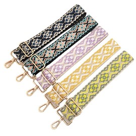 Whakano Colourful Woven Adjustable Shoulder Strap Bag Strap Wide 5 cm, for Men and Women, Length Adjustable 75-130 cm Shoulder Strap, DIY Accessories for Bag, Golden Buckle, Black/Beige/Burgundy