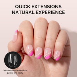 MelodySusie Short Oval Round Almond X Nail Tips - 300Pcs 15 Sizes Clear Acrylic,Half Matte Full Cover Press on Nails for DIY Extension & Salon Use, Pre-Shaped for Long-Lasting Manicure