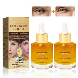 Advanced Collagen Boost Anti-Ageing Serum, Hyaluronic Acid Collagen Anti Wrinkle Serum, Collagen Boost Peptide Serum, Anti-Ageing Face Care, Deep Moisturising Nourishing Essence, 30 ml x 2