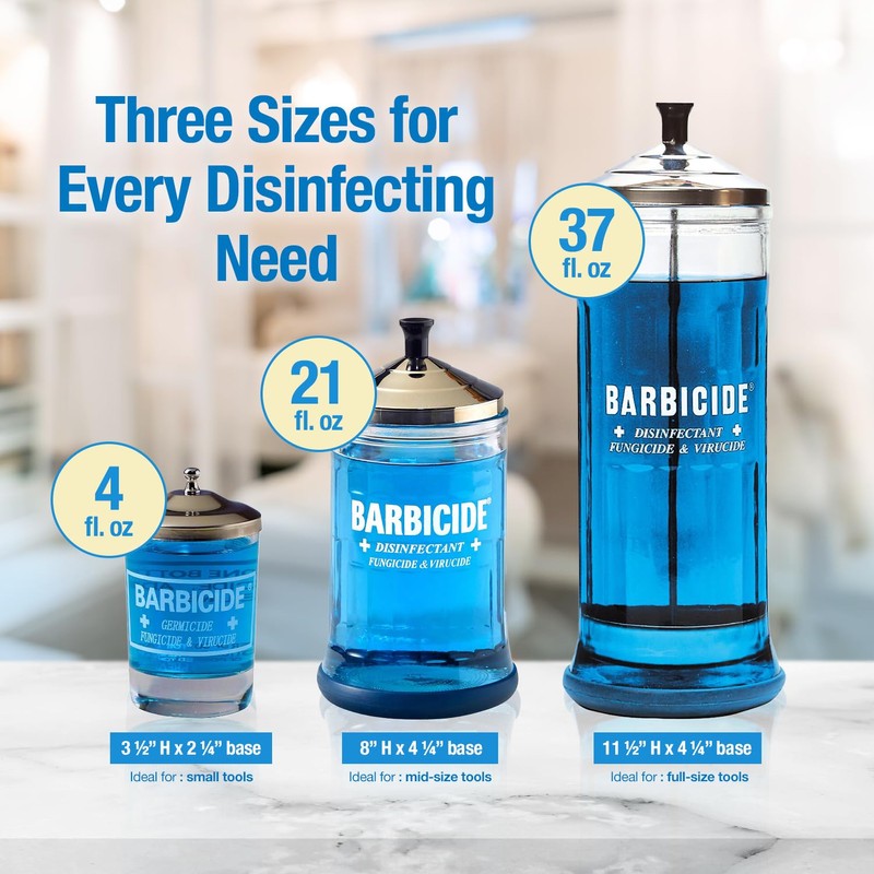 BARBICIDE Disinfecting Jar – Durable Glass Immersion Container with Stainless