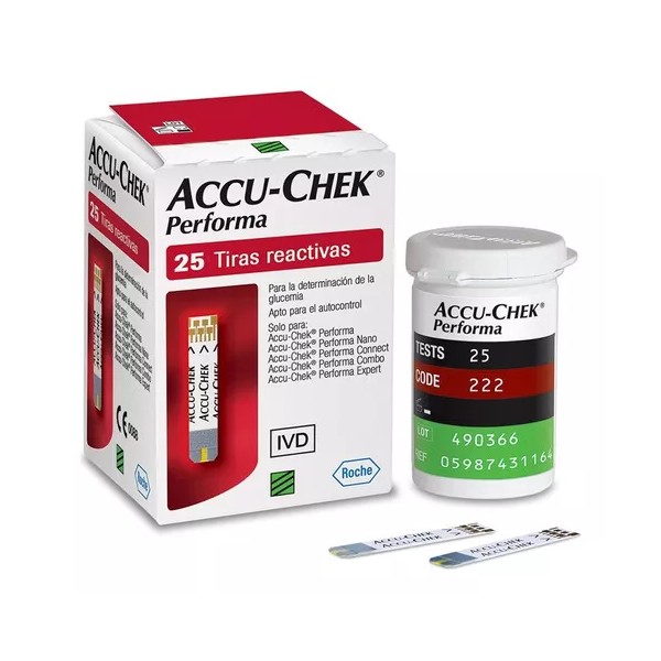 Accu-Chek Tira reactiva Accu-chek Performa, 25 unidades, color gris/negro