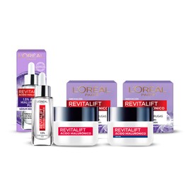 LOréal Paris Kit Revitalift Ácido Hialurónico Serum Facial  Crema de Día  Crema de Noche                                                              