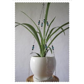 ATLanyards Beaded Plant Hanger | Teal and Black Beaded Plant Hanger | Hanging Plant Shelf | Chain Plant Holder | Plant Lover Gift (28.5" - 3 Bead Sets)