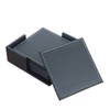 CARLWAY Black Square Leather Coasters Set with Holder for Cup