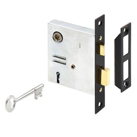 Prime-Line E 22947 Vintage Style Indoor Mortise Lock Assembly Kit – Cast Steel Construction, Bronze Finish – Backset, 1/4” Max Square Spindle - Reversible Latch Bolt (Single Pack)