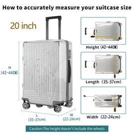 GigabitBest 20 Inch Full Clear PVC Luggage Cover, 0.4mm Thick Heavy-Duty Waterproof, Dustproof, Anti-Scratch Suitcase Cover, Luggage Covers for Suitcase TSA Approved, Fits 19"-20" Wheeled Luggage