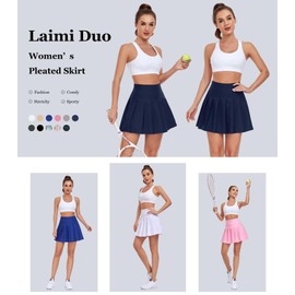 Laimi Duo Women Pleated Skirts Navy Blue Mini Skirts for Women Tennis Golf Skorts School Uniform Christmas Outfits Size L